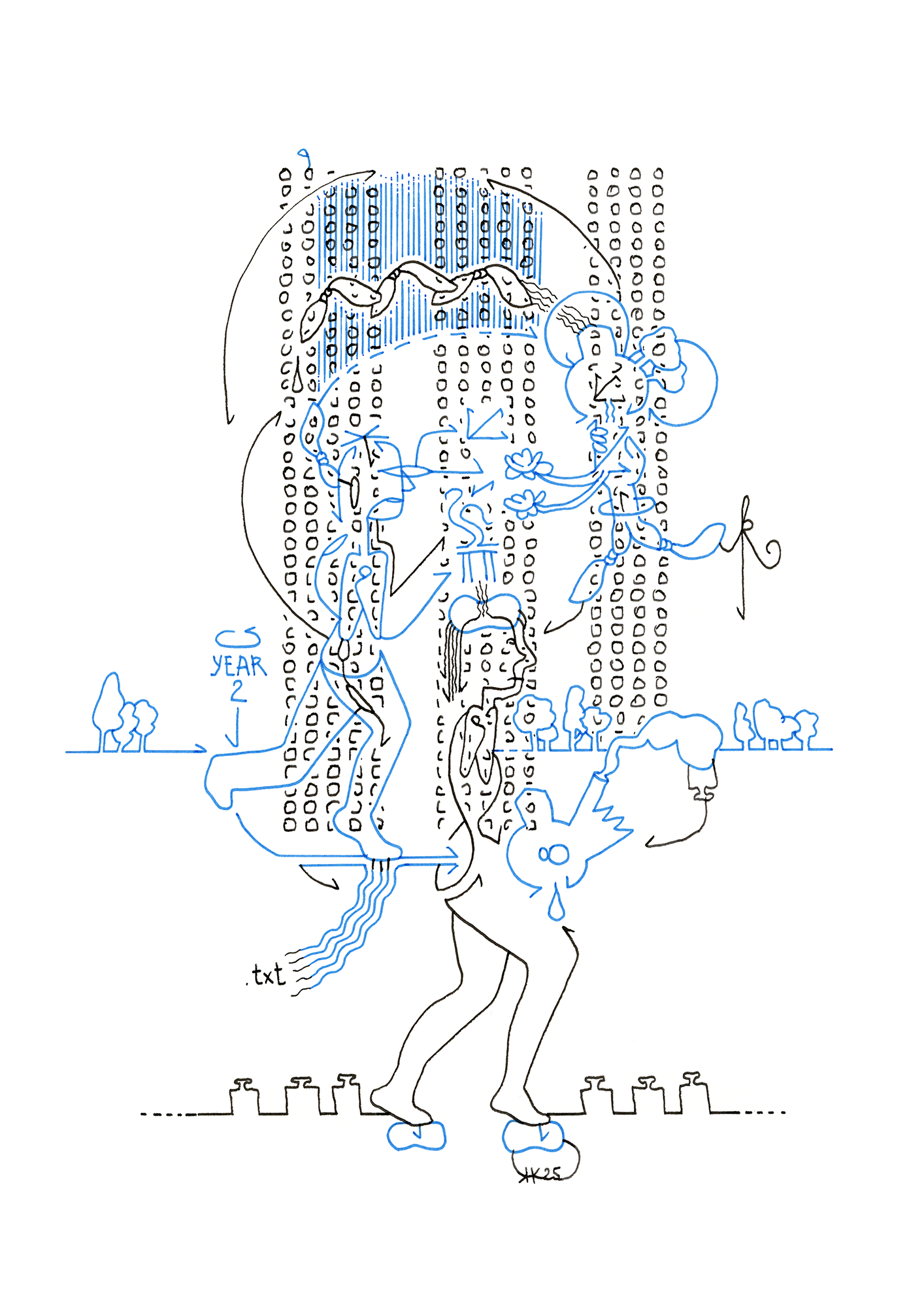Hannes Kater – Tageszeichnung (Zeichnung/drawing) vom 24.09.2025 (1414 x 2000 Pixel)