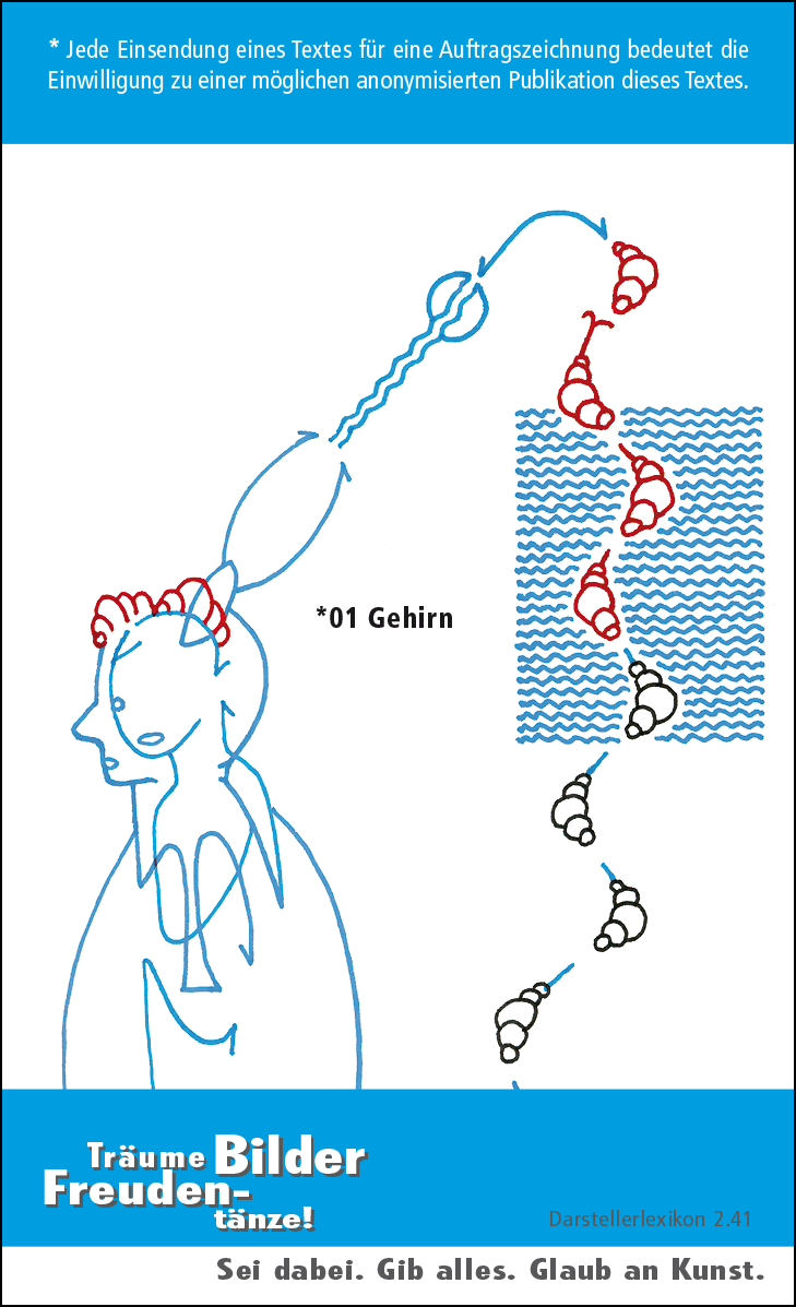 Hannes Kater: Auftragskärtchen *01 Gehirn, Rückseite, Version von 2010