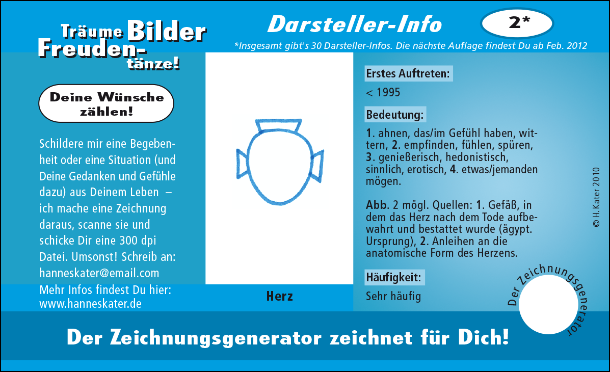 Hannes Kater: Auftragskärtchen *02 Herz, Vorderseite, Version von 2010