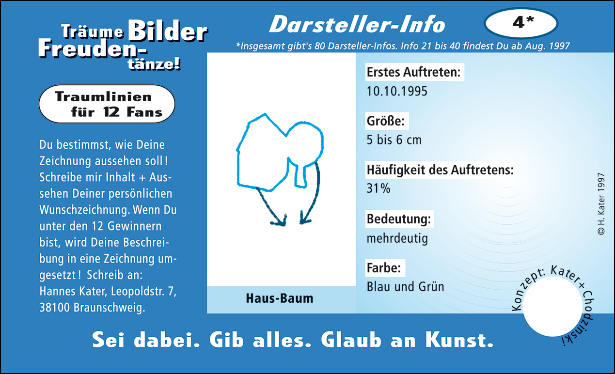 Hannes Kater: Auftragsk&auml;rtchen *04 Haus-Baum, Vorderseite, Version von 1997