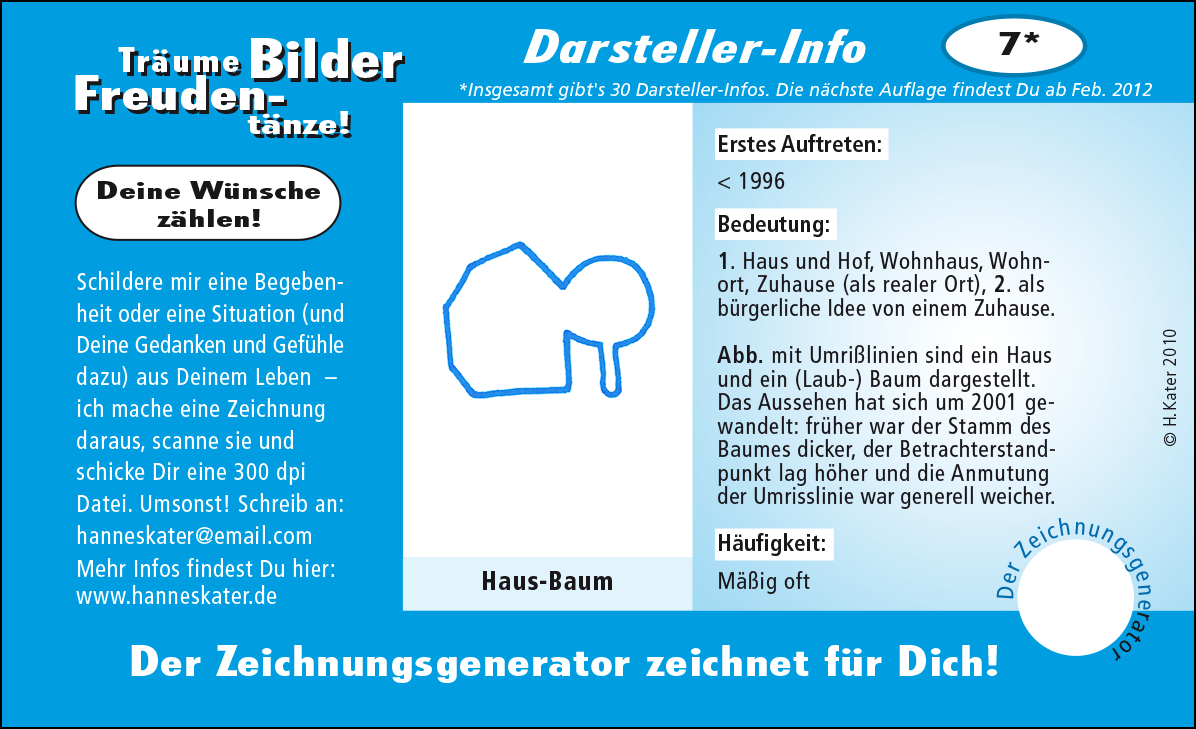 Hannes Kater: Auftragskärtchen *07 Haus-Baum, Vorderseite, Version von 2010