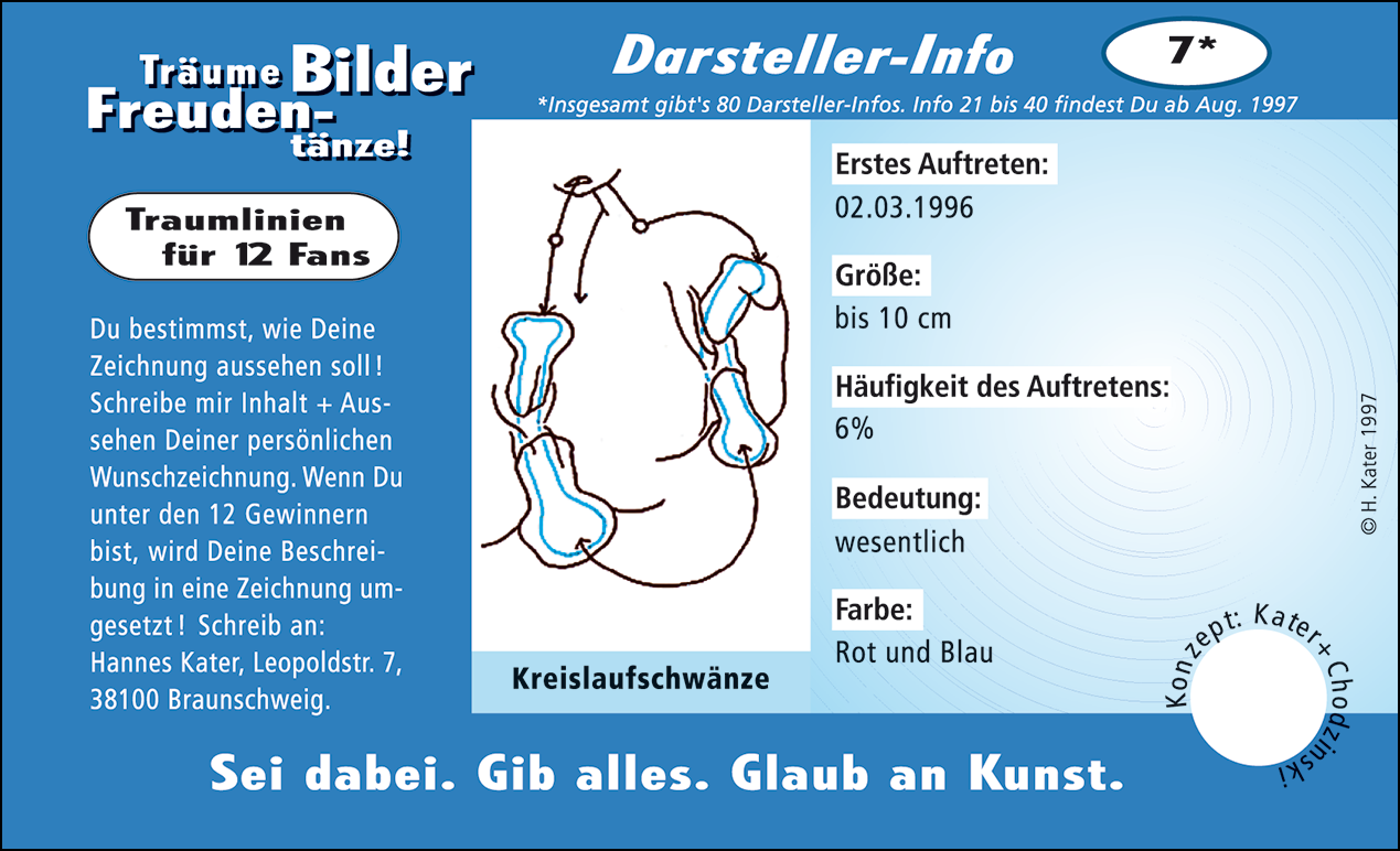 Hannes Kater: Auftragsk&auml;rtchen *07 Kreislaufschw&auml;nze, Vorderseite, Version von 1997