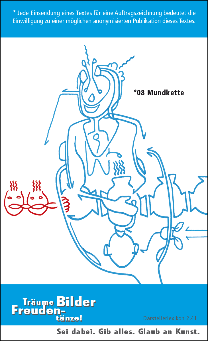 Hannes Kater: Auftragskärtchen *08 Mundkette, Rückseite, Version von 2010