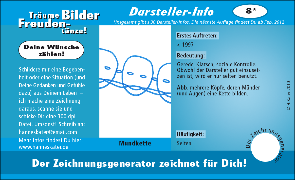 Hannes Kater: Auftragskärtchen *08 Mundkette, Vorderseite, Version von 2010