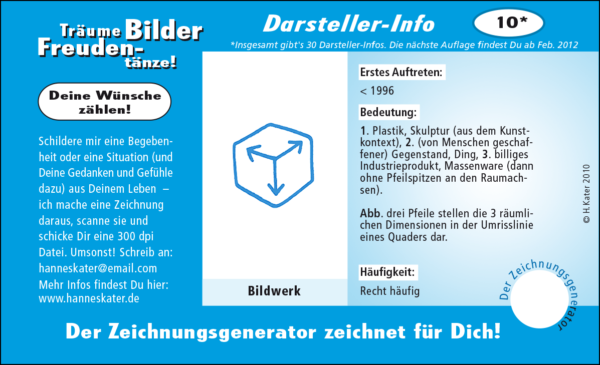 Hannes Kater: Auftragskärtchen *10 Bildwerk, Vorderseite, Version von 2010