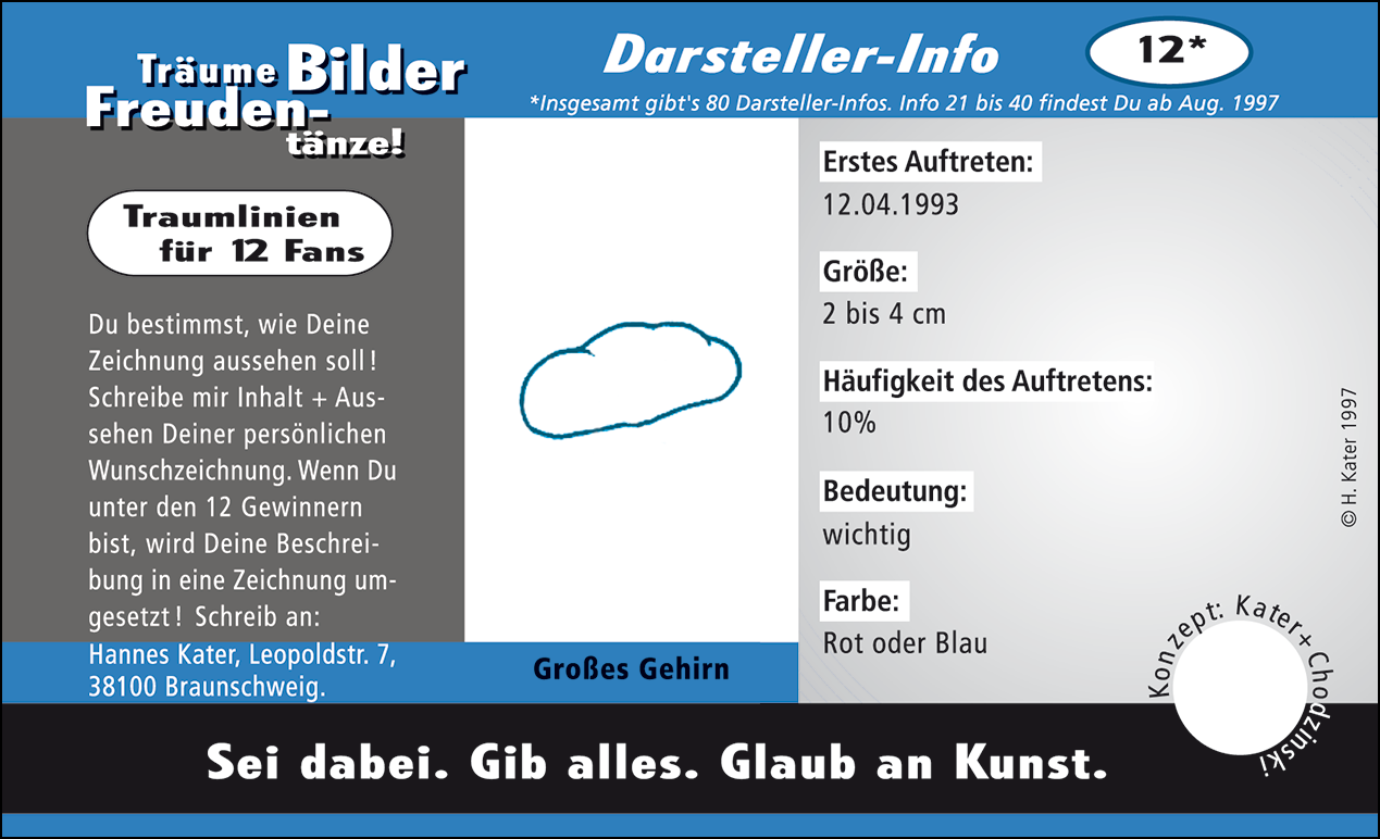 Hannes Kater: Auftragsk&auml;rtchen *12 Gro&szlig;es Hirn, Vorderseite, Version von 1997