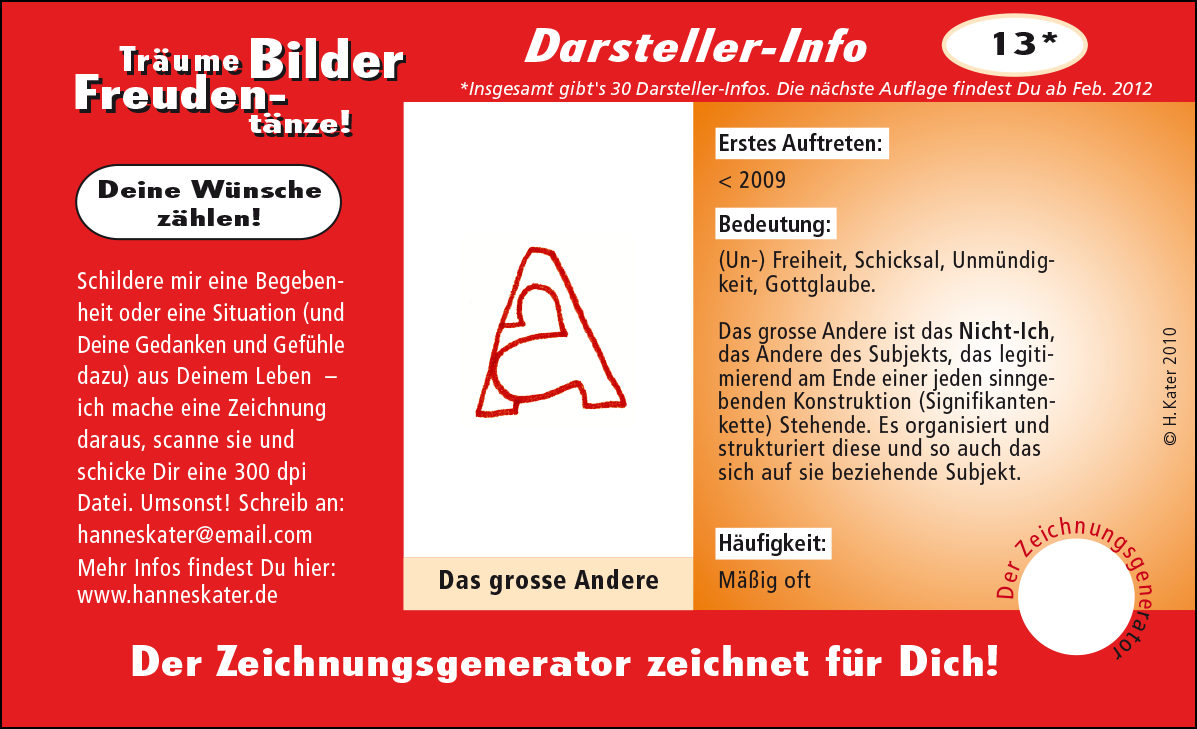 Hannes Kater: Auftragsk&auml;rtchen *13 Das grosse Andere, Vorderseite, Version von 2010