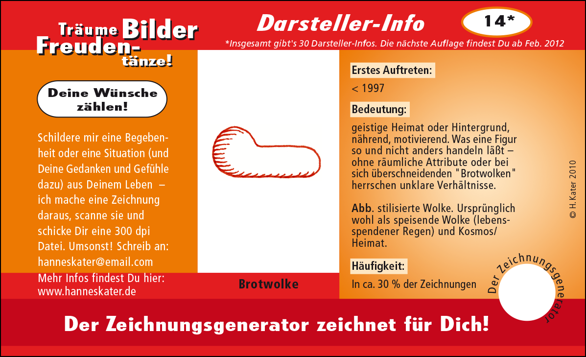 Hannes Kater: Auftragsk&auml;rtchen *14 Brotwolke, Vorderseite, Version von 2010