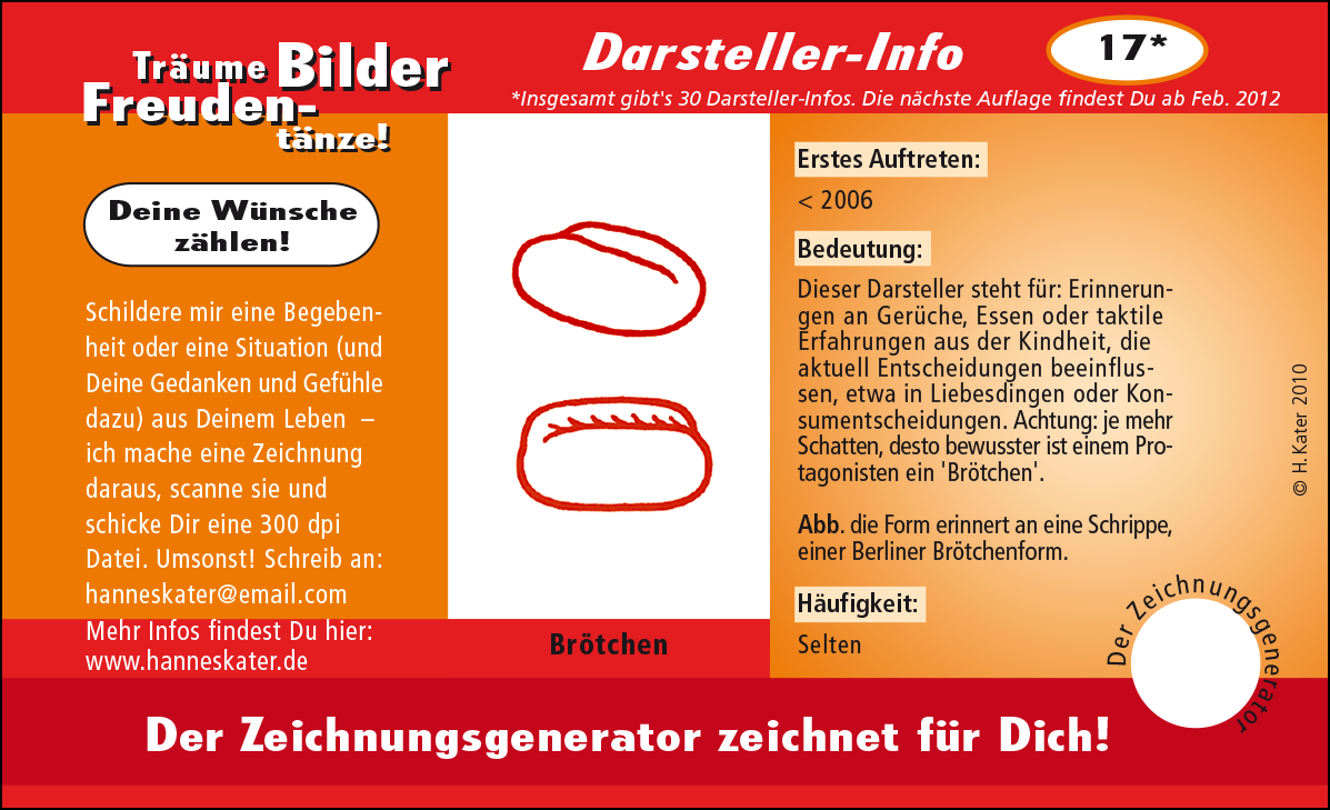 Hannes Kater: Auftragsk&auml;rtchen *17 Br&ouml;tchen, Vorderseite, Version von 2010