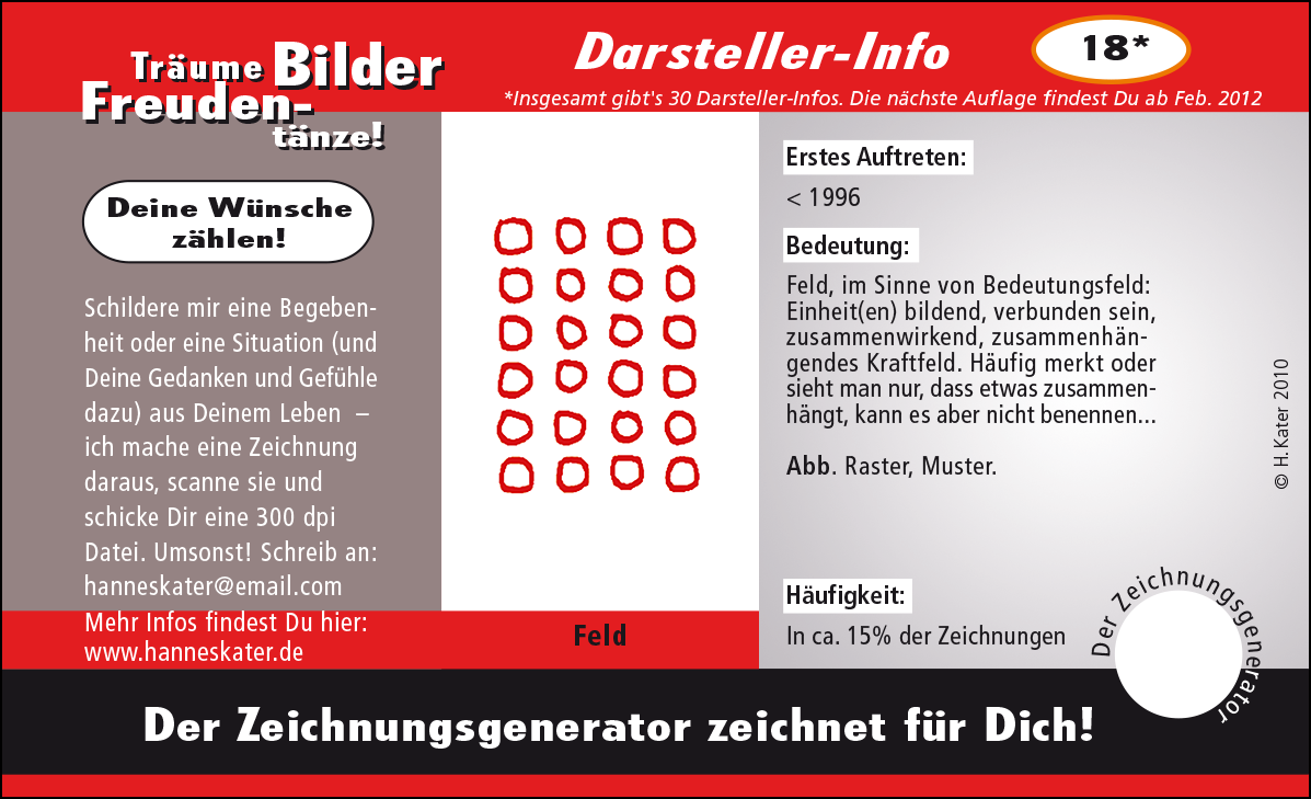 Hannes Kater: Auftragsk&auml;rtchen *18 Feld, Vorderseite, Version von 2010