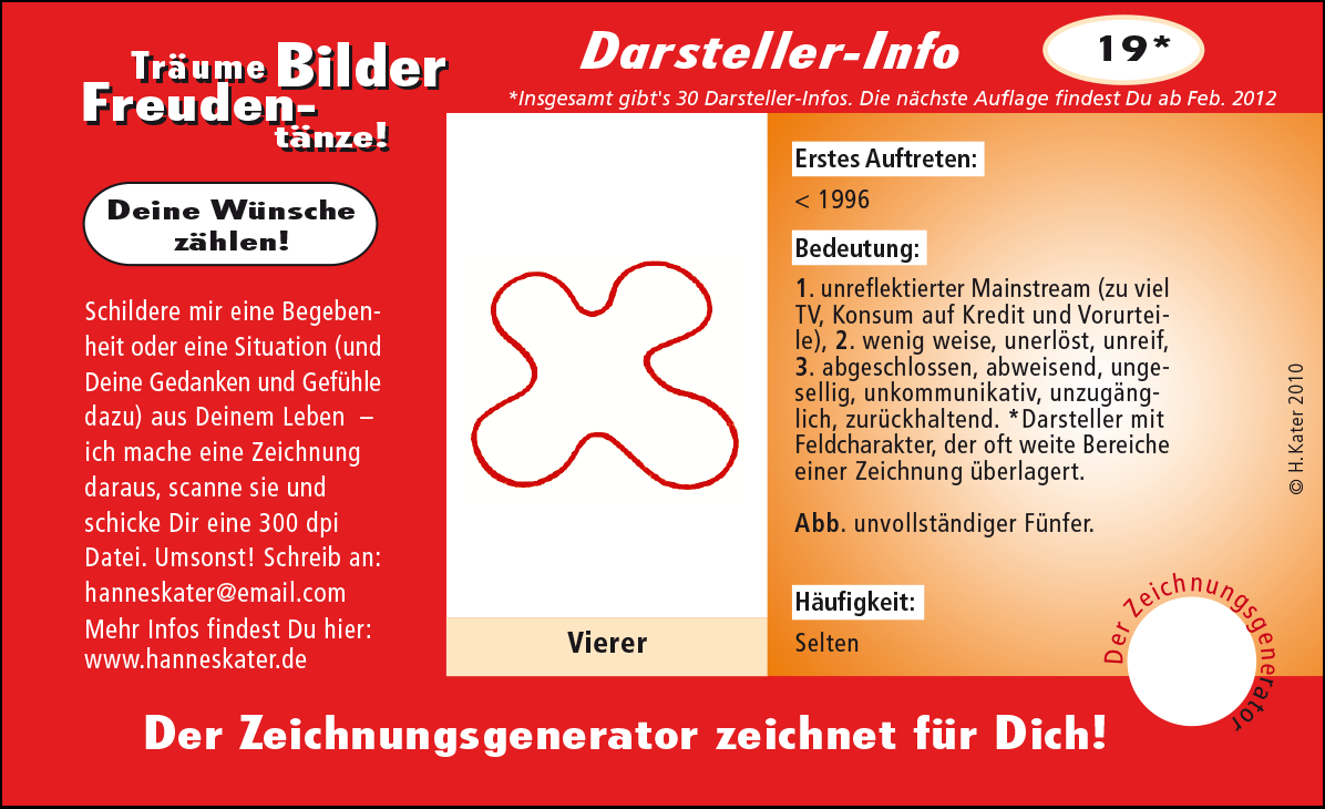 Hannes Kater: Auftragsk&auml;rtchen *19 Vierer, Vorderseite, Version von 2010