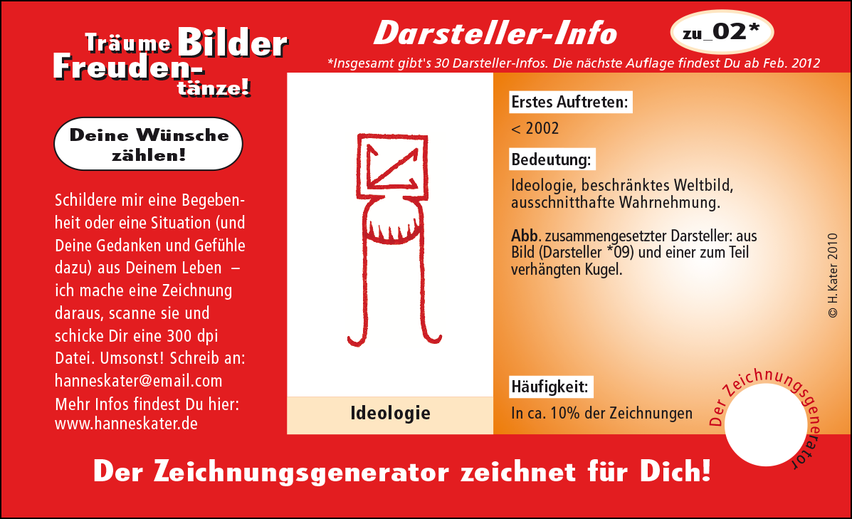 Hannes Kater: Auftragsk&auml;rtchen *zu_02 Ideologie, Vorderseite, Version von 2010