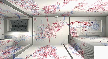 Hannes Kater: Programm f&uuml;r Singel 74 - Deatail: Decke / 1999, 440x240 Pixel